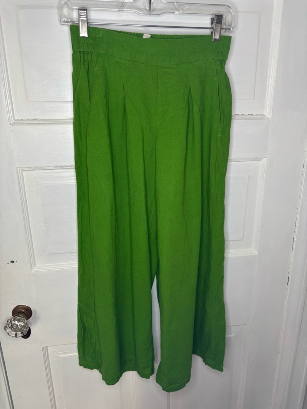 Jules & Leopold Vibrant Green Linen Blend Wide-Leg Pants